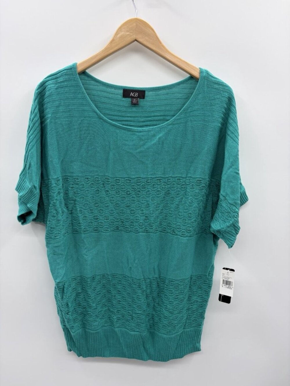 AGB Womens Size XL Short Dolman Sleeve Knit Sweater in Turquoise‎ Green 2153
